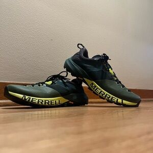 Merrell Women’s MTL MQM Hi Viz Green Yellow Hiking Sneaker Vibram Sole. Sz 8.5
